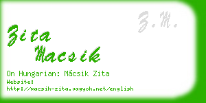 zita macsik business card
